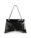 【送料無料】 バレンシアガ レディース ハンドバッグ バッグ Crush Large Chain Bag Crocodile Embossed Black