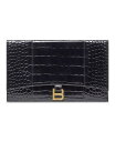 ハンドバッグ 【送料無料】 バレンシアガ レディース ハンドバッグ バッグ Hourglass Flat Pouch with Flap Crocodile Embossed Black