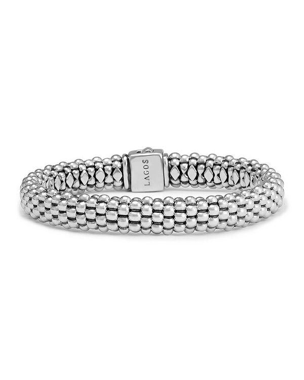 【送料無料】 ラゴス レディース ブレスレット・バングル・アンクレット アクセサリー Sterling Silver Signature Caviar Oval Rope Bracelet Silver