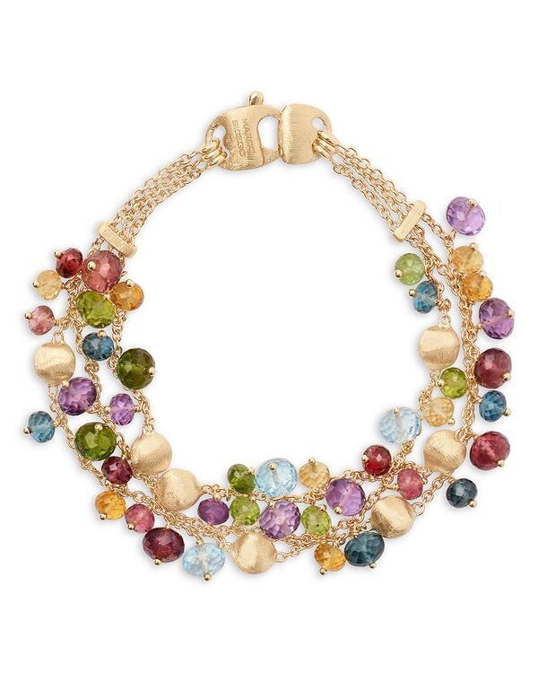 【送料無料】 マルコ ビチェゴ レディース ブレスレット・バングル・アンクレット アクセサリー 18K Yellow Gold Africa Multi Gemstone Three Strand Bead Bracelet Multi