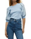 【送料無料】 ヴェロニカ ベアード レディース Tシャツ トップス Puff Sleeve Crewneck Cotton Tee Blue