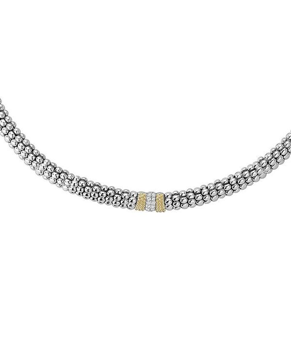 【送料無料】 ラゴス レディース ネックレス・チョーカー・ペンダントトップ アクセサリー 18K Gold and Sterling Silver Diamond Lux Necklace 16