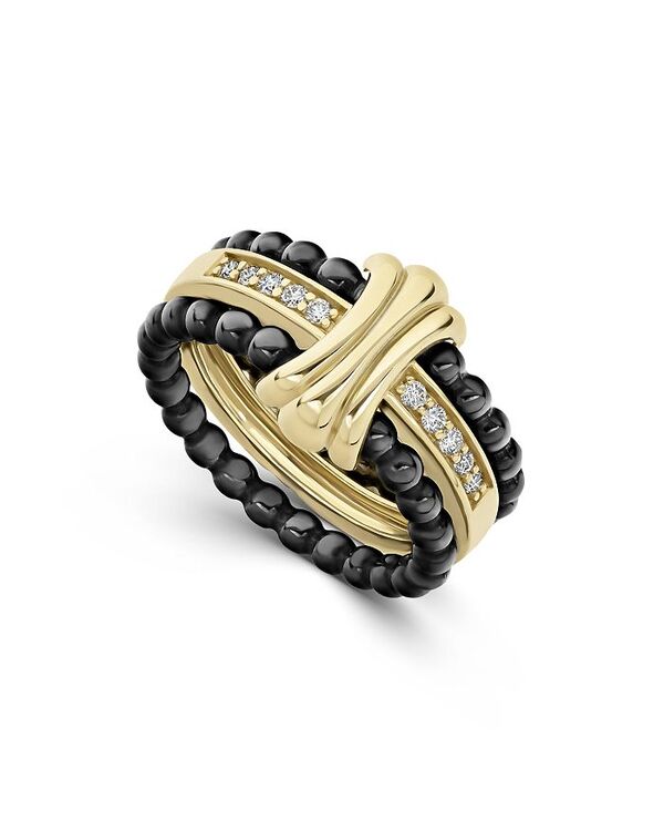 【送料無料】 ラゴス レディース リング アクセサリー 18K Yellow Gold & Ceramic Caviar Diamond Stack Ring Gold/Multi