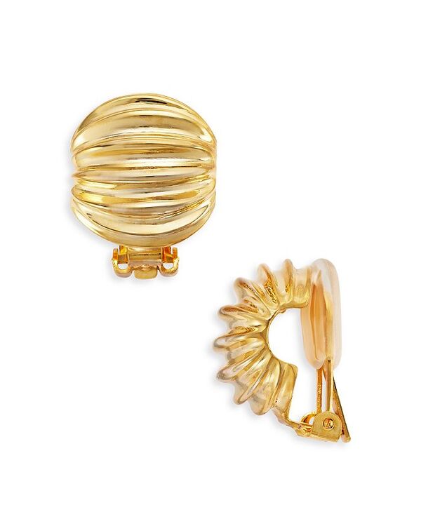 yz PlXWFC[ fB[X sAXECO ANZT[ Ribbed Button Clip On Earrings Gold