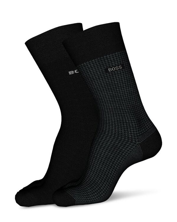 TOOT 【送料無料】 ボス メンズ 靴下 アンダーウェア Houndstooth Crew Socks - 2 pk. Black