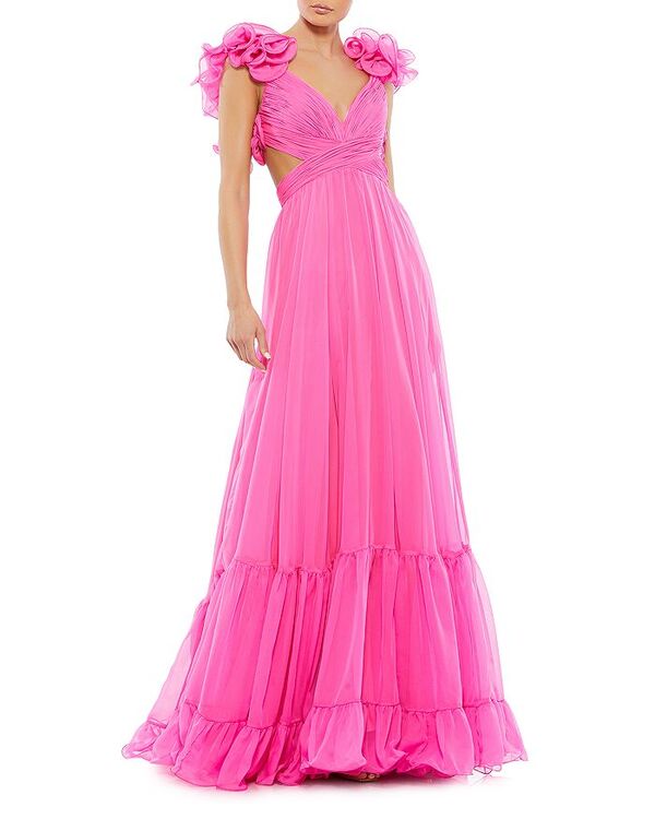 【送料無料】 マックダガル レディース ナイトウェア アンダーウェア Rosette Chiffon Gown Hot Pink