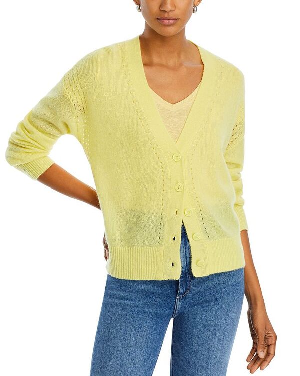  マジェスティック レディース ニット・セーター カーディガン アウター Pointelle Knit Button Front Cardigan Lemon