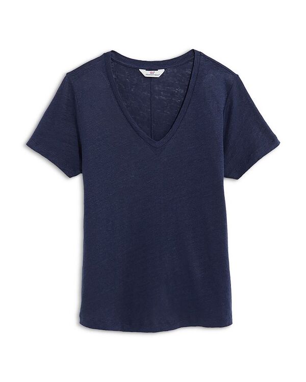 yz @C[h@CY fB[X TVc gbvX Linen V Neck Tee Nautic Navy