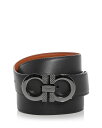 【送料無料】 フェラガモ メンズ ベルト アクセサリー Men's Double Gancini Reversible Leather Belt Black/C...
