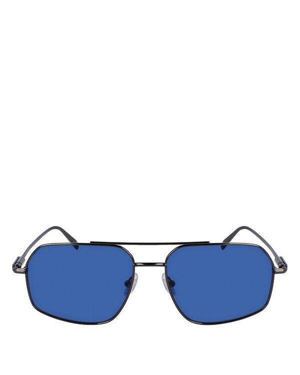 【送料無料】 フェラガモ レディース サングラス・アイウェア アクセサリー Prisma Geometric Pilot Sunglasses 58mm Gray/Blue Solid