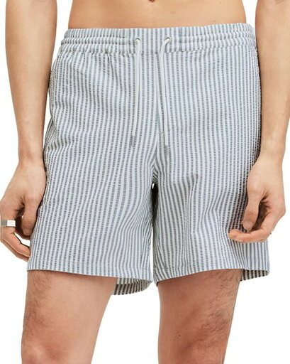 【送料無料】 オールセインツ メンズ ハーフパンツ・ショーツ 水着 Warden Seersucker Striped Regular Fit Swim Trunks White Grey 【送料無料】 オールセインツ メンズ ハーフパンツ・ショーツ 水着 Warden Seersucker Striped Regular Fit Swim Trunks White Grey