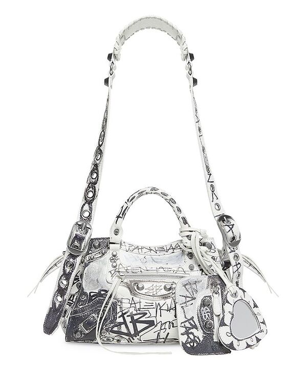 ハンドバッグ 【送料無料】 バレンシアガ レディース ハンドバッグ バッグ Neo Cagole XS Handbag Optic White Grafitti/Silver