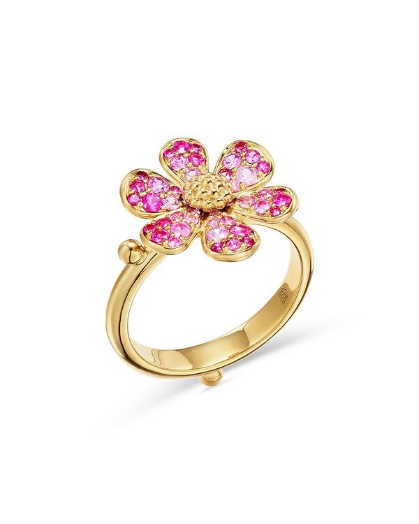yz ev Zg NA fB[X O ANZT[ 18K Yellow Gold Multi-Gemstone & Diamond Flower Power Ring Pink/Gold