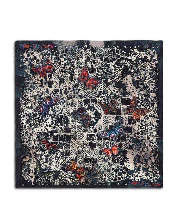 【送料無料】 ザディグ エ ヴォルテール レディース マフラー・ストール・スカーフ アクセサリー Blondie 70 Butterfly Silk Scarf Black/Multi