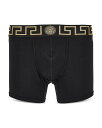 【送料無料】 ヴェルサーチ メンズ ボクサーパンツ アンダーウェア Greca Border Trunks Black-Gold