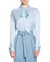 【送料無料】 ランバン レディース シャツ トップス Ascot Collar Blouse Sky Blue