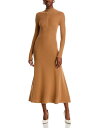 【送料無料】 ロゼッタ・ゲッティ レディース ワンピース トップス Ribbed Zip Up Turtleneck Dress Camel