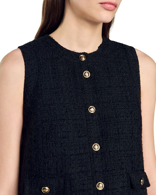 【送料無料】 サンドロ レディース ワンピース トップス Pippa Tweed Dress Black