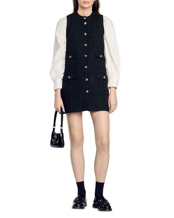 【送料無料】 サンドロ レディース ワンピース トップス Pippa Tweed Dress Black