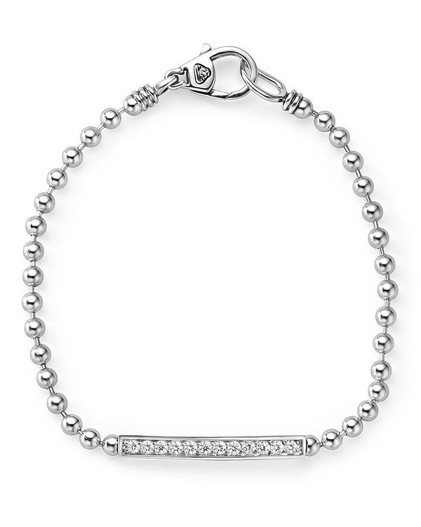 ラゴス レディース ブレスレット・バングル・アンクレット アクセサリー Sterling Silver Caviar Spark Diamond Bar Chain Bracelet White/Silver