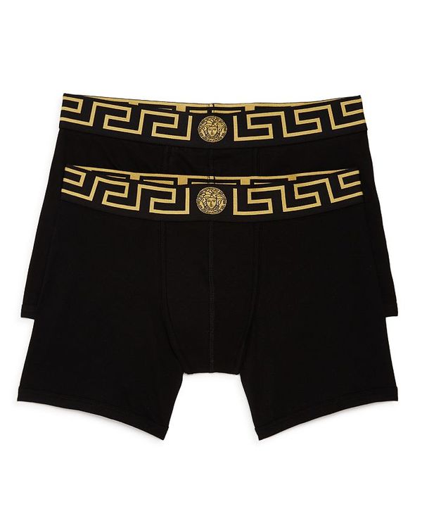 versace ヴェルサーチ メンズ ボクサーパンツ アンダーウェア Logo Trunks - Pack of 2 Black/Gold