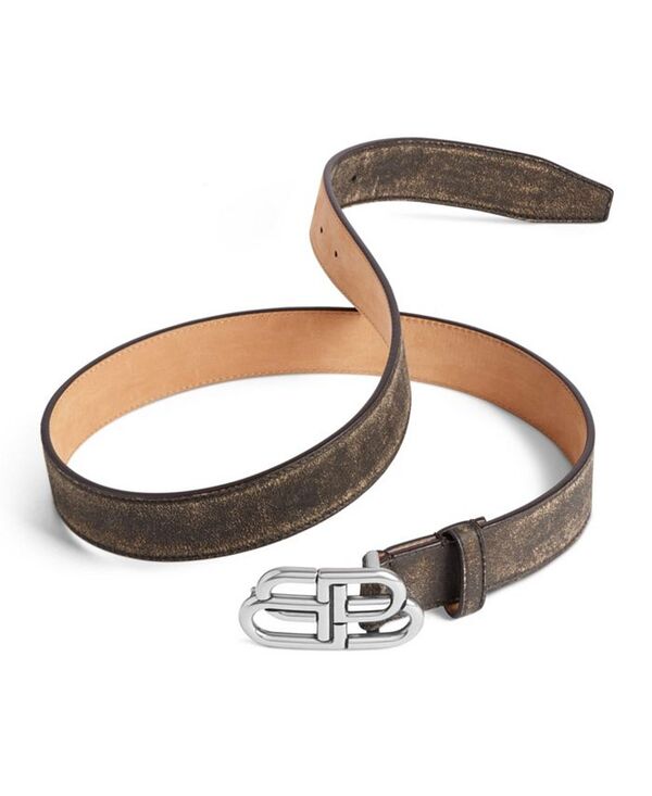 【送料無料】 バレンシアガ メンズ ベルト アクセサリー BB Large Belt Brown