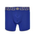 【送料無料】 ヴェルサーチ メンズ ボクサーパンツ アンダーウェア Greca Border Trunks Bluette-Gold