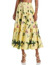 【送料無料】 オスカー デ ラ レンタ レディース スカート ボトムス Orchids Circle Skirt Yellow Multi