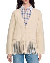 【送料無料】 サンドロ レディース カーディガン アウター Rib Knit Fringed Cardigan Ecru