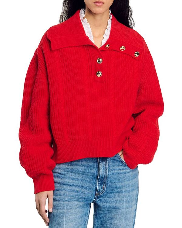 【送料無料】 サンドロ レディース ニット・セーター アウター Doug Sweater Red