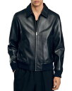 【送料無料】 サンドロ メンズ ジャケット・ブルゾン アウター Thomas Leather Full Zip Jacket Black