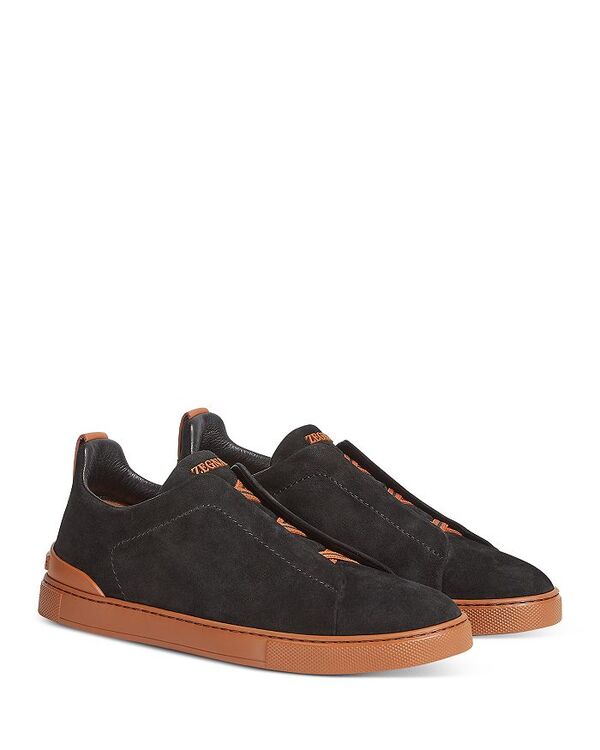 ゼニア メンズ シューズ スニーカー スエード Zegna Men's Suede Triple Stitch? Sneakers Black ブラック