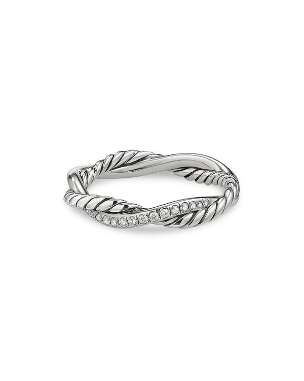 デイビット・ユーマン レディース 指輪 アクセサリー Sterling Silver Petite Infinity Twisted Ring with Diamonds Silver