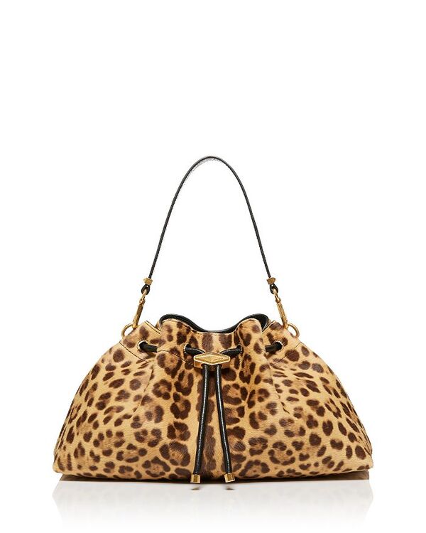【送料無料】 ジミーチュー レディース ショルダーバッグ バッグ Cinch Medium Leopard Print Shoulder Bag Natural/Gold