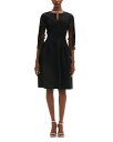 【送料無料】 オスカー デ ラ レンタ レディース ワンピース トップス Lace Embroidered Split Neck Dress Black