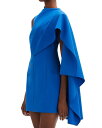 【送料無料】 オスカー デ ラ レンタ レディース ワンピース トップス One Shoulder Cape Sleeve Dress Lapis