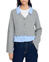 【送料無料】 サンドロ レディース カーディガン アウター April Layered Cable Knit Cardigan Grey