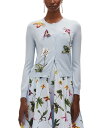 【送料無料】 オスカー デ ラ レンタ レディース カーディガン アウター Floral Applique Cardigan Light Blue