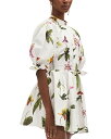 【送料無料】 オスカー デ ラ レンタ レディース ワンピース トップス Floral Puff Sleeve Mini Dress White Multi