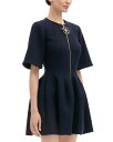 【送料無料】 オスカー デ ラ レンタ レディース ワンピース トップス Tweed Zip Front Dress Navy