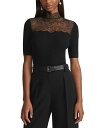 【送料無料】 ラファイエットワンフォーエイト レディース ニット・セーター アウター Lace Trim Ribbed Sweater Black