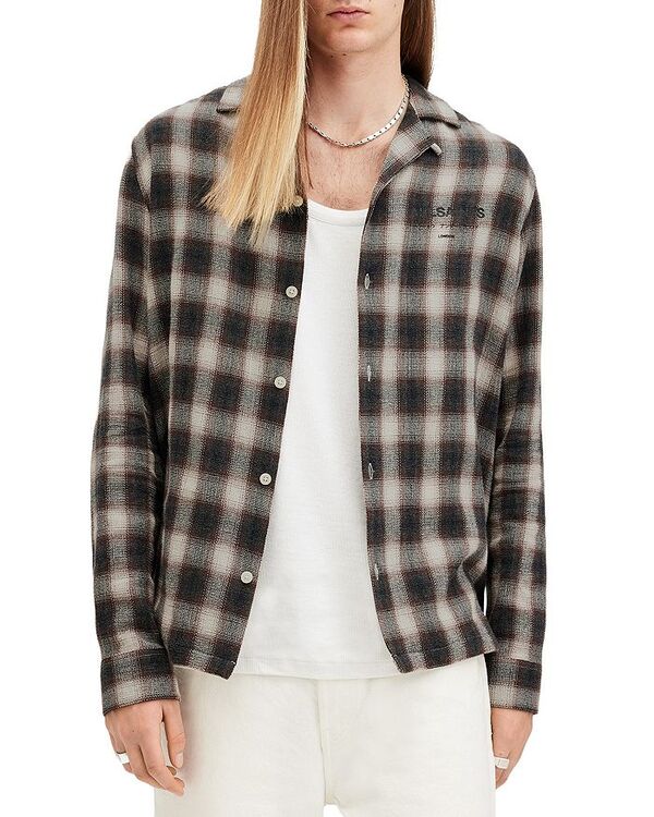 【送料無料】 オールセインツ メンズ シャツ トップス Underground Cotton Check Relaxed Fit Button Down Shirt Bison Red