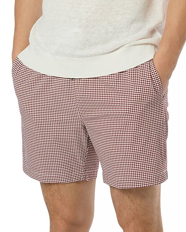 【送料無料】 オニア メンズ ハーフパンツ・ショーツ 水着 Charles Gingham Check Regular Fit 6.25" Swim Trunks Brick / White
