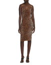 【送料無料】 ヴェルサーチ レディース ワンピース トップス Leopard Jacquard Knit Dress Brown/Black
