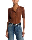 【送料無料】 フレーム レディース ポロシャツ トップス Laddered Rib Short Sleeve Polo Light Camel