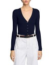 【送料無料】 サンドロ レディース カーディガン アウター Gabrielle Ribbed Cardigan Navy Blue