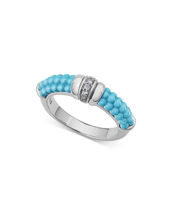 ラゴス レディース 指輪 アクセサリー Sterling Silver Blue Caviar & Diamond Stack Ring Blue/Silver