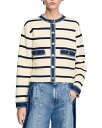 【送料無料】 サンドロ レディース カーディガン アウター Striped Cardigan with Denim Detail Ecru