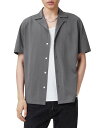 【送料無料】 オールセインツ メンズ シャツ トップス Hudson Short Sleeve Button Down Shirt Iron Grey