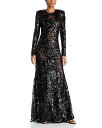 【送料無料】 ヴィクトリア ベッカム レディース ワンピース トップス Sequin Long Sleeve Gown Black